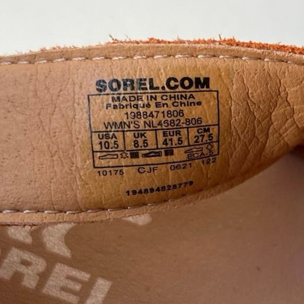 Sorel Joanie lll Sandals Women's 10.5 Orange Suede Slingback Wedge Platform NEW - Picture 9 of 13